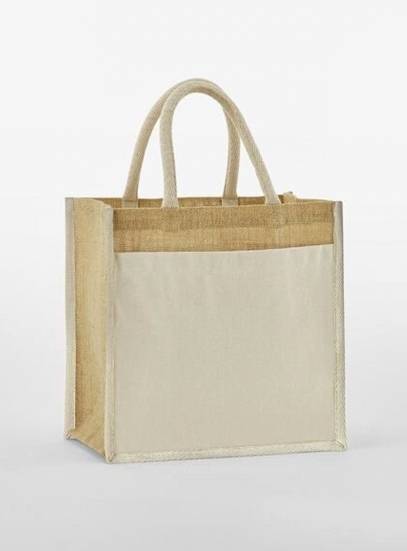 Cotton Pocket Natural Starched Jute Midi Bag